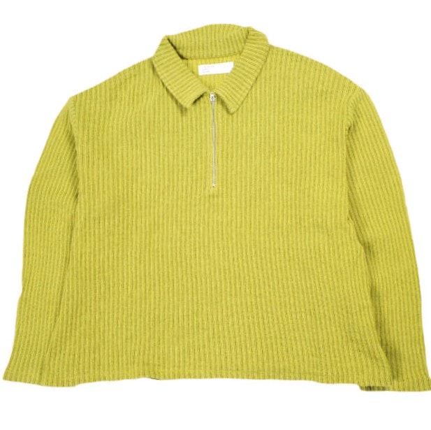 International Gallery BEAMS インターナショナルギャラリービームス 25SS 日本製 ハーフジップ 畦編み ニットポロ 23-12-2004-262 S YELLOW IG 長袖 ポロシャツ トップス g26112