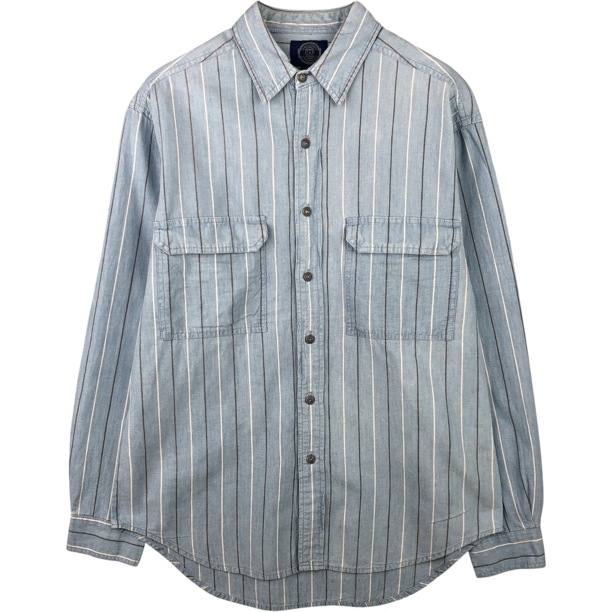 古着 90年代 ギャップ GAP GUARANTEED FIT オールドギャップ 長袖 コットンストライプシャツ メンズM相当 ヴィンテージ/eaa589159