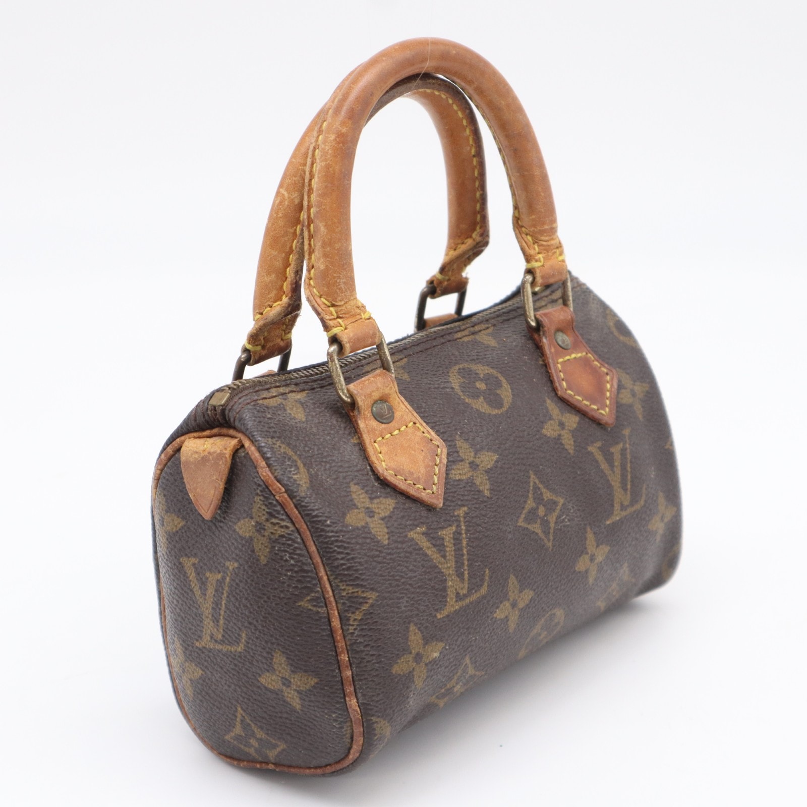 LOUIS VUITTON ルイ・ヴィトン モノグラム ミニスピーディ M41534 ハンドバッグ ブラウン ベージュ コーティングキャンバス レザー レディース