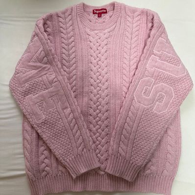 Supreme Applique Cable Knit Sweater "Pink"