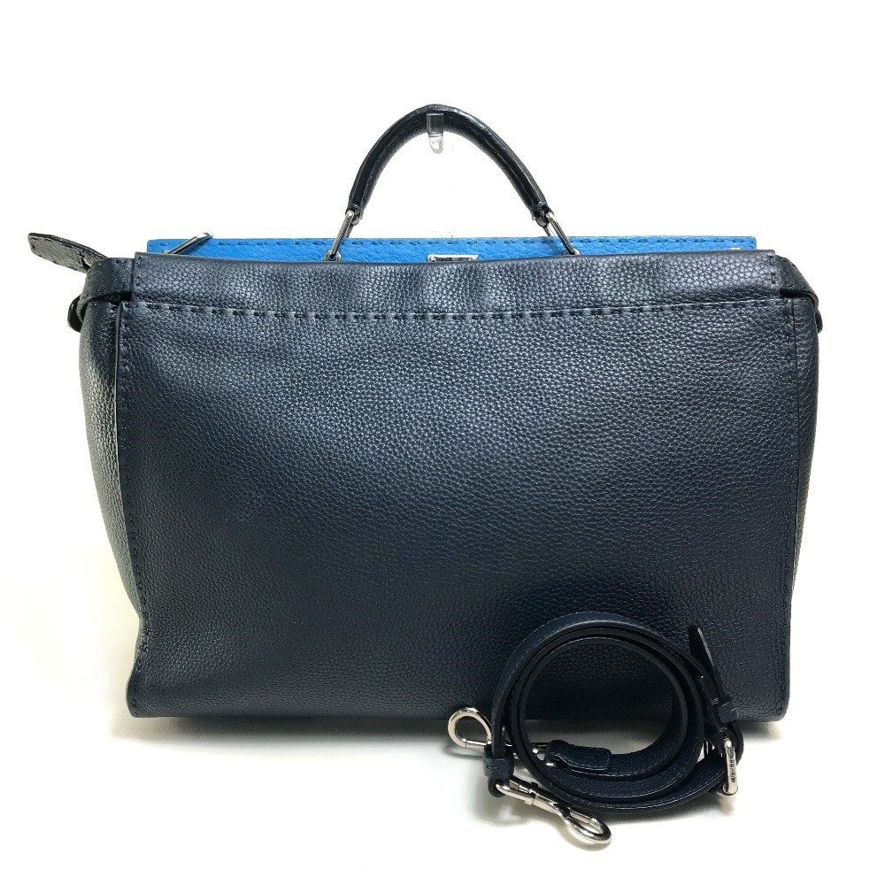 フェンディ FENDI ピーカブー 7VA388 セレリア カバン 2WAY ショルダーバッグ ビジネスバッグ レザー ネイビー×ブルー