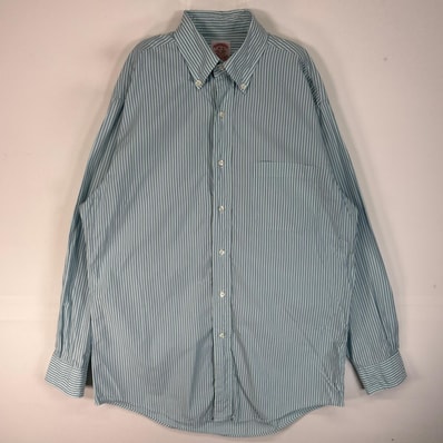 古着 80's/80年代 ヴィンテージ ブルックスブラザーズ Brooks Brothers 長袖シャツ 胸ポケ ボタンダウン M ブルー系 ストライプ メンズ