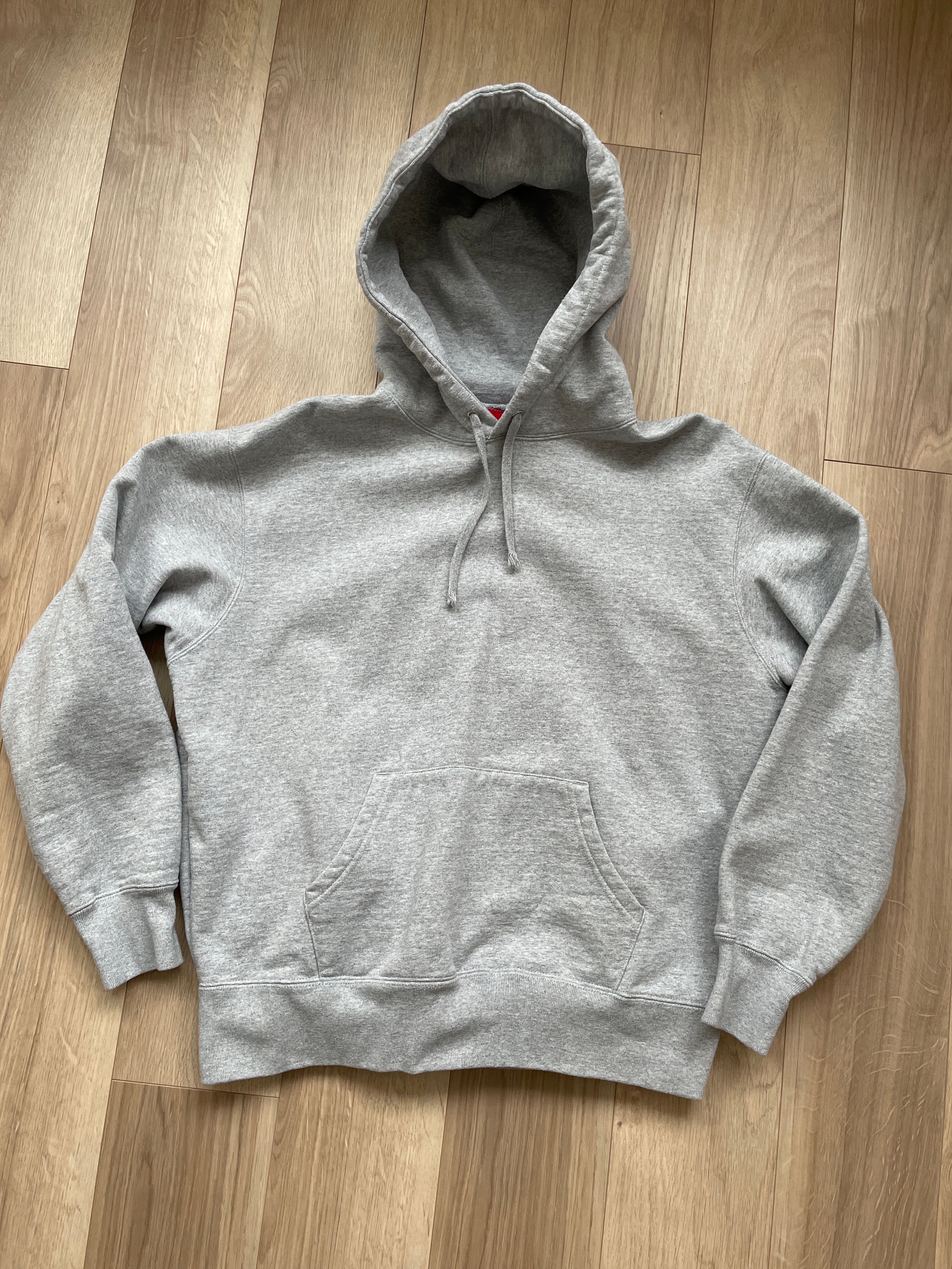 Supreme Satin Applique Hooded Sweatshirt "Heather Grey"