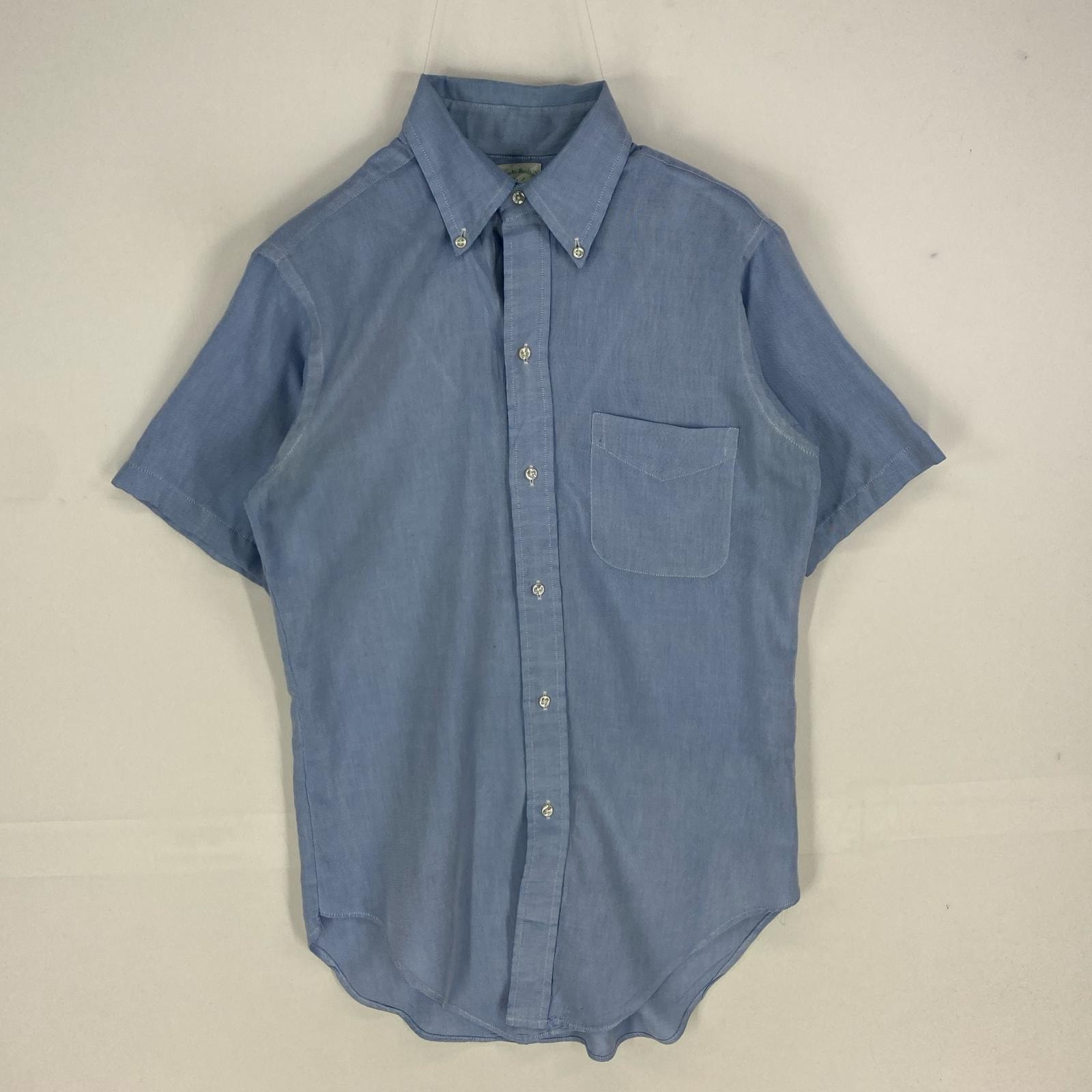 古着 70's/70年代 ヴィンテージ ブルックスブラザーズ Brooks Brothers 半袖シャツ ボタンダウン ポケット M ブルー系 メンズ