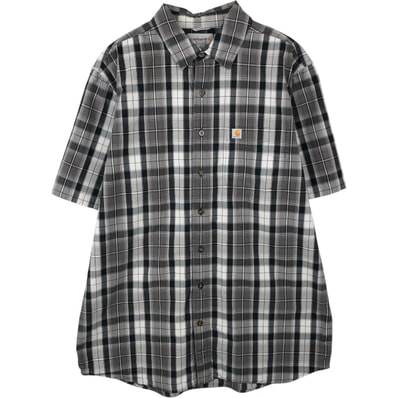 古着 カーハート Carhartt RELAXED FIT チェック柄 ボタンダウン 半袖 ワークシャツ メンズL相当/eaa650774