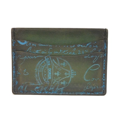 Berluti ベルルッティ バンブー カードホルダー 現行 ターコイズパティーヌ グリーン 名刺入れ パスケース 新ロゴ カリグラフィ オプンティア カードケース