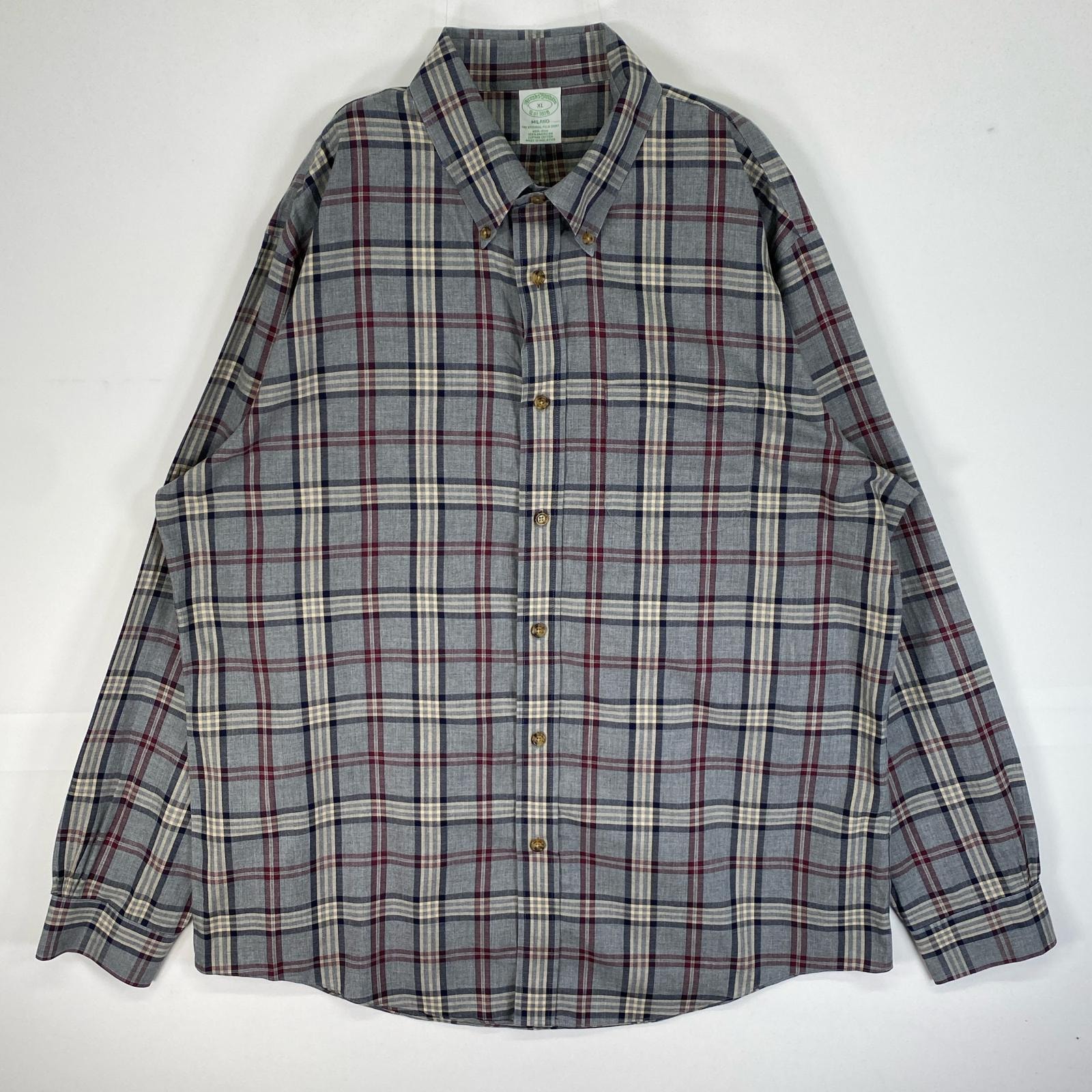 古着 ブルックスブラザーズ Brooks Brothers 長袖シャツ MILANO チェック 胸ポケ XL グレー系 マルチカラー メンズ