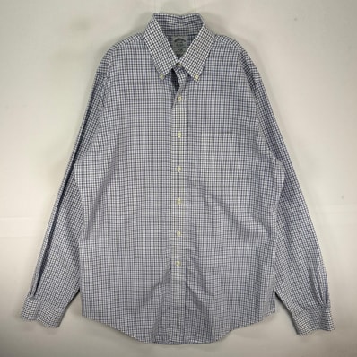 古着 ブルックスブラザーズ Brooks Brothers 長袖シャツ ボタンダウン M ブルー系 チェック メンズ