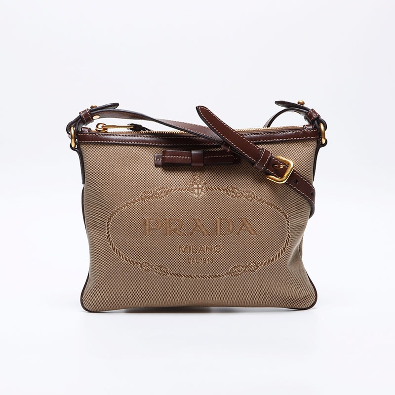 プラダ PRADA ジャガード ロゴ ショルダーバッグ【中古】