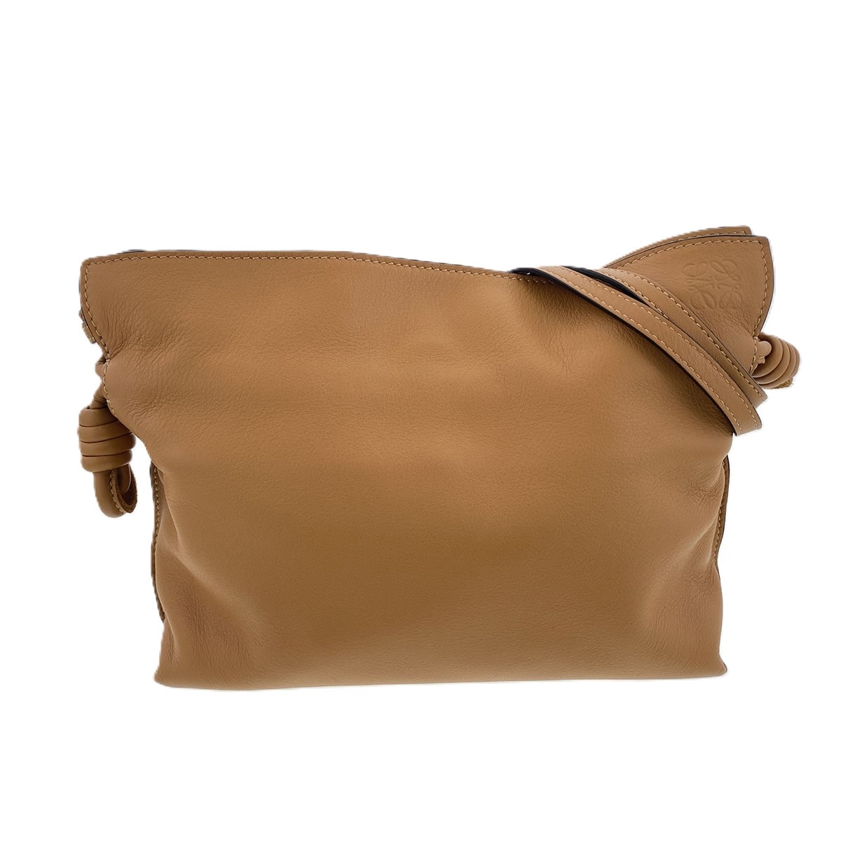 【値下げ】LOEWE ロエベ フラメンコ クラッチ ミニ ショルダーバッグ A411FC2X17 レザー キャメル ゴールド  レディース【中古】