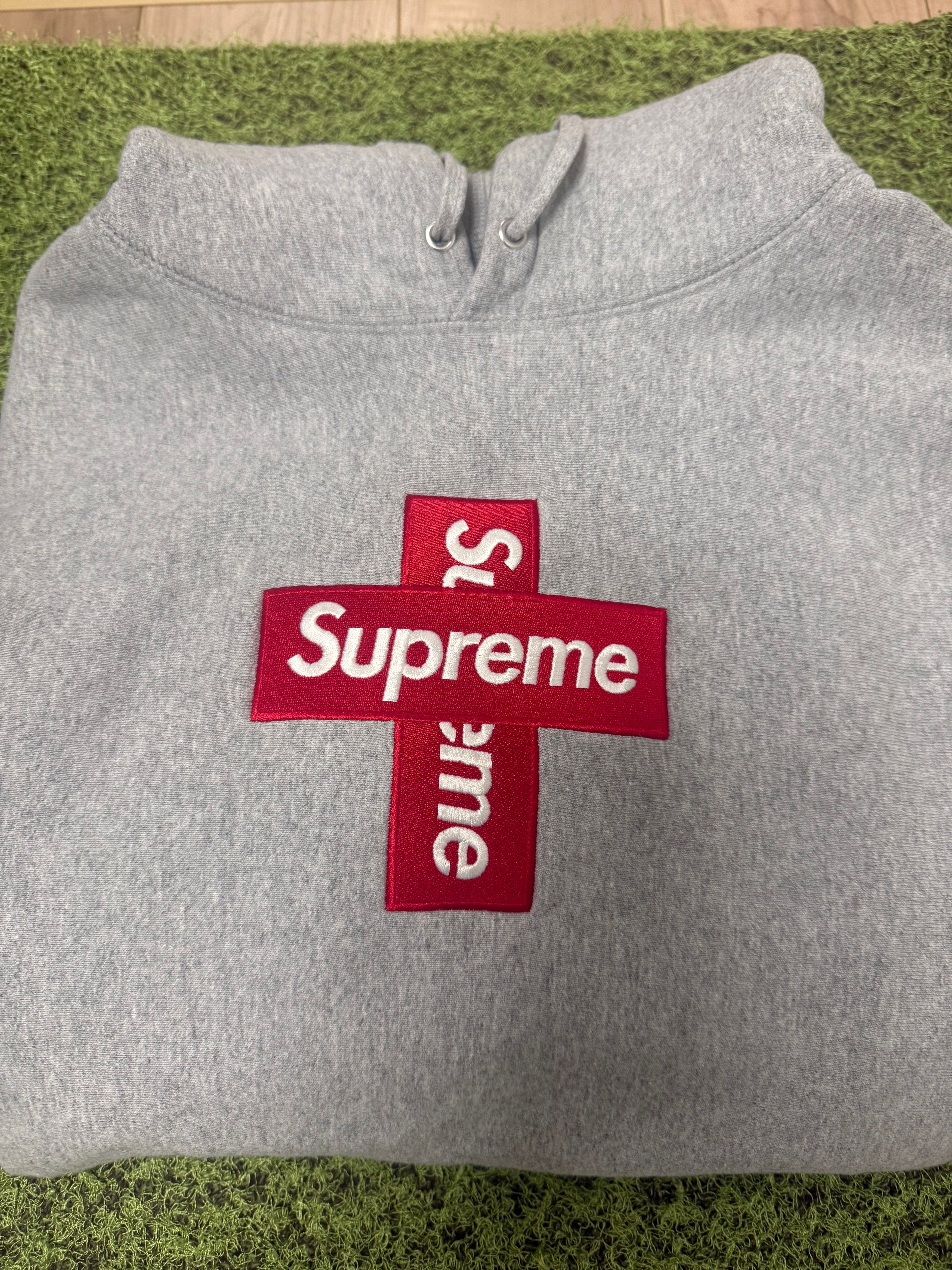 Supreme Cross Box Logo Hooded Sweatshirt "Grey"