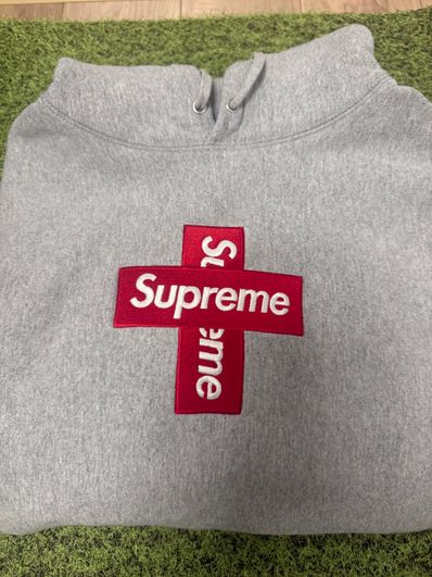 Supreme Cross Box Logo Hooded Sweatshirt "Grey"