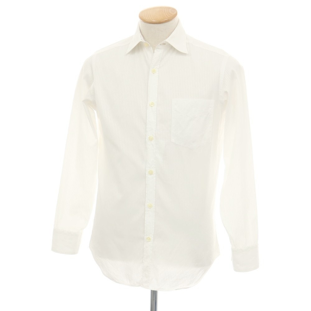 【中古】ピーエス ポールスミス PS Paul Smith コットン ストライプ セミワイドカラー ドレスシャツ ホワイト【サイズS】【メンズ】