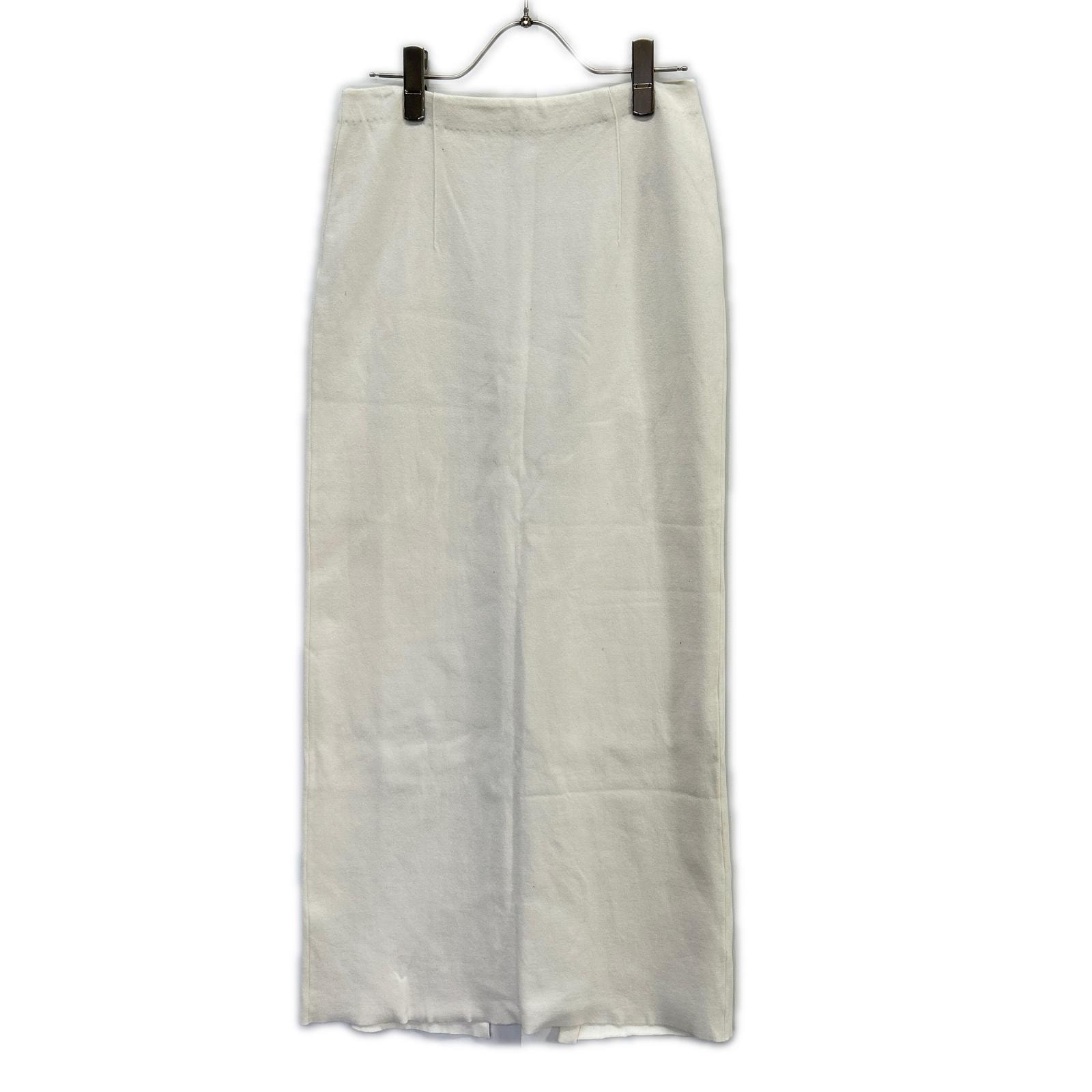 オーラリー A25SS02WF 25SS ホワイト COTTON SILK STRETCH DOUBLE FACE KNIT SKIRT バックスリットニットストレッチスカート 1