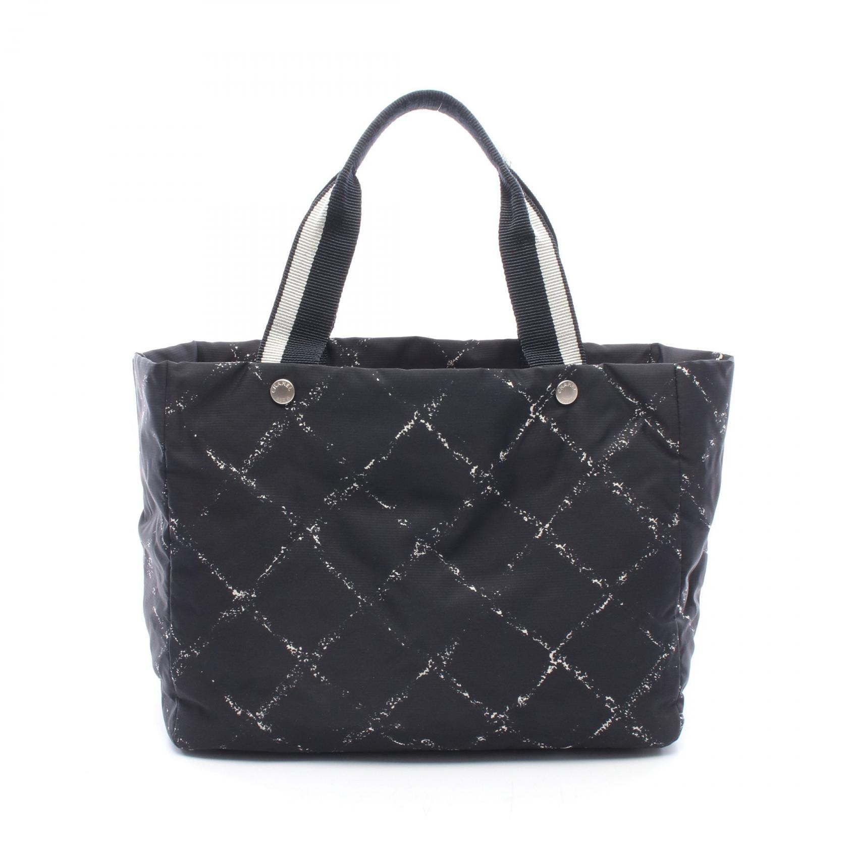 シャネル CHANEL 旧トラベルライン トートバッグ バッグ ナイロン レディース ブラック系 / ホワイト系 【中古】