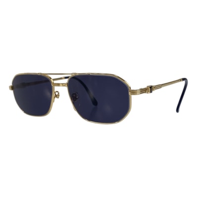 美品 YVES SAINT LAURENT イヴ サンローラン ヴィンテージ YSL ゴールド ネイビー メッキ サングラス 男女兼用 ウェリントン 506761 【中古】