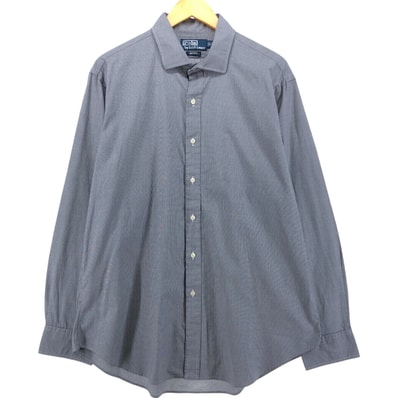 古着 ラルフローレン Ralph Lauren POLO by Ralph Lauren ESTATE 千鳥格子柄 ワイドカラー 長袖 コットンチェックシャツ メンズXL相当/eaa539306