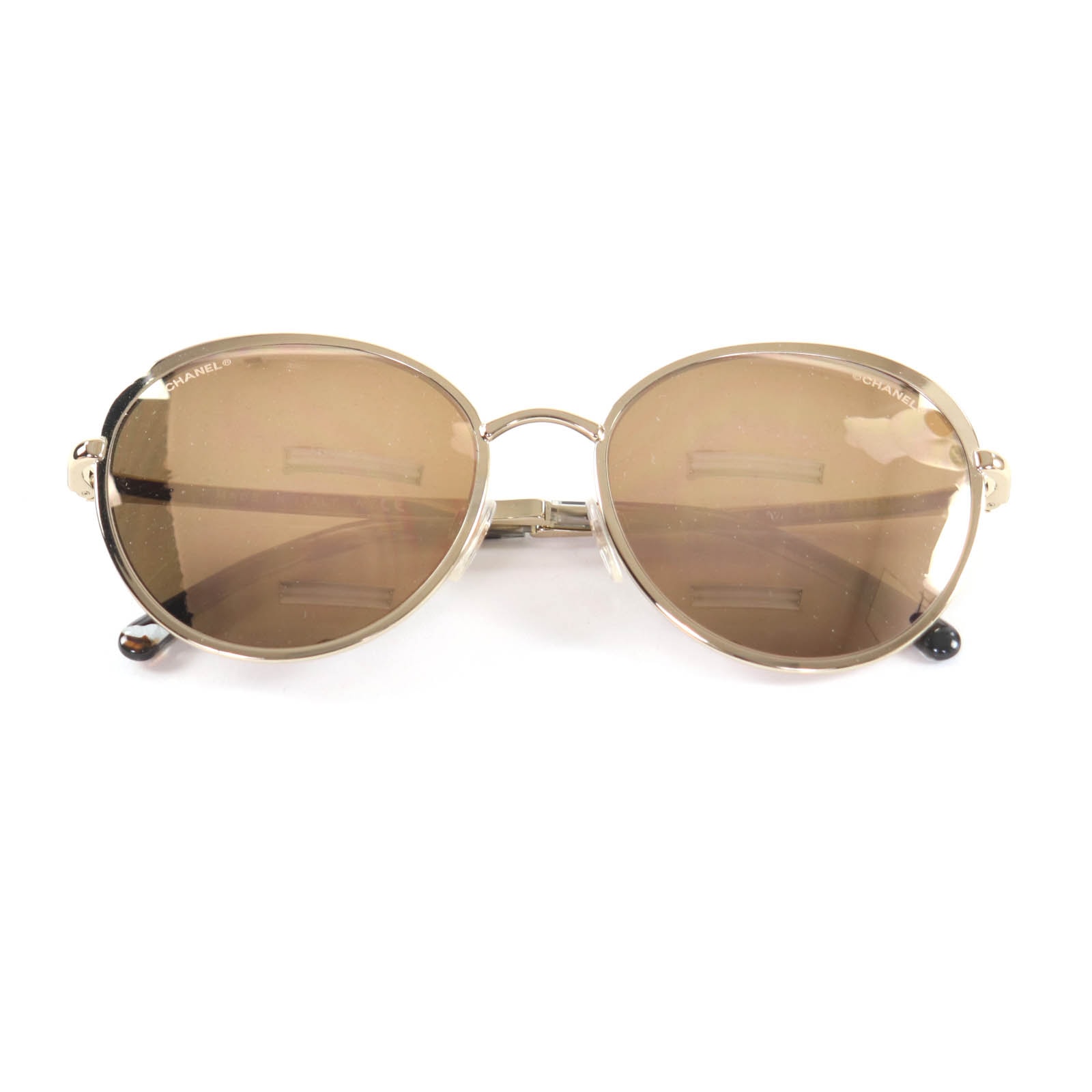 極美品 シャネル サングラス ゴールド レディース 55□18 140 4206