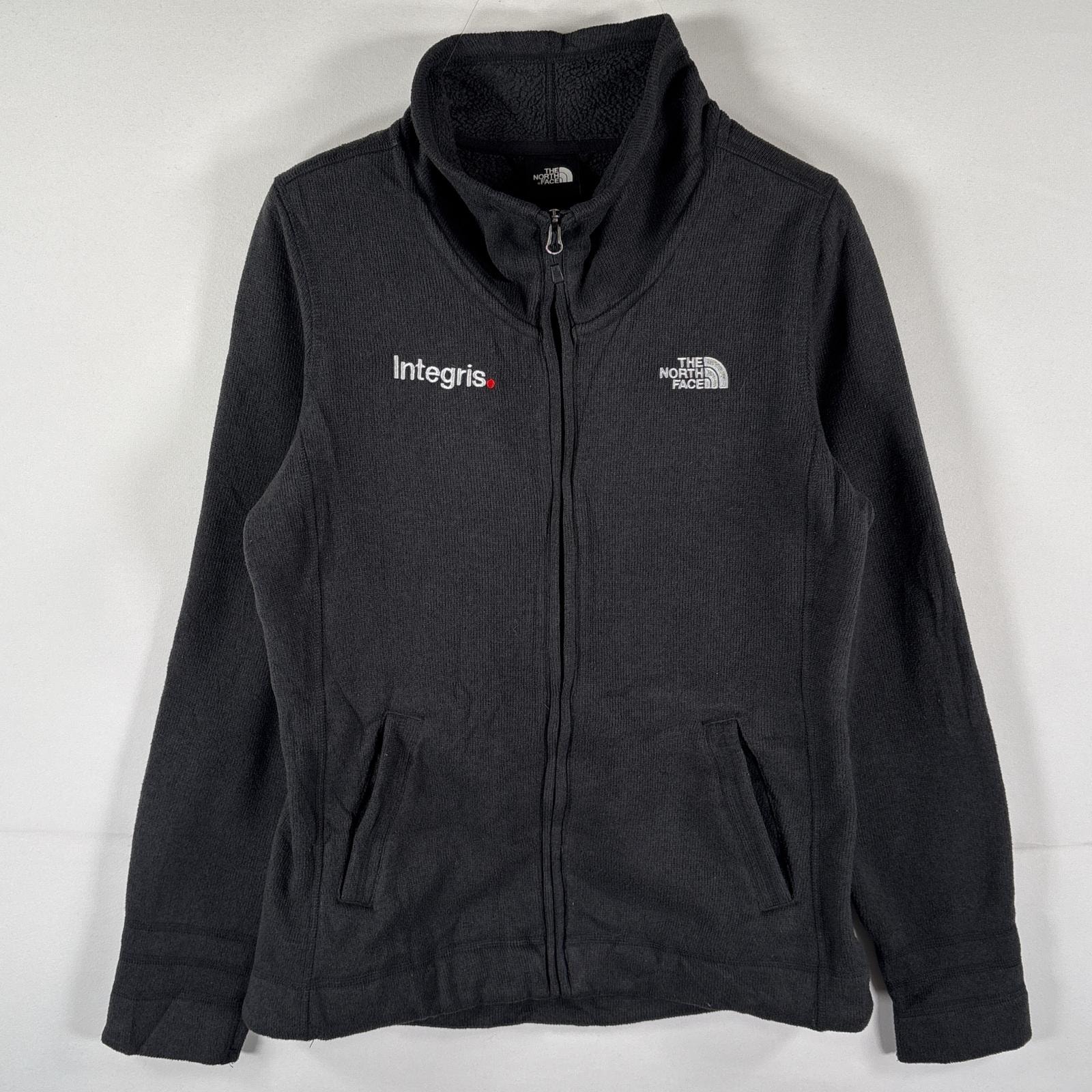 古着 ザ・ノースフェイス THE NORTH FACE フルジップフリースジャケット ワンポイントロゴ刺繍 アウトドア L  ブラック レディース