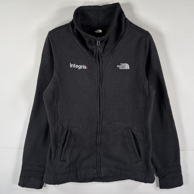 古着 ザ・ノースフェイス THE NORTH FACE フルジップフリースジャケット ワンポイントロゴ刺繍 アウトドア L ブラック レディース