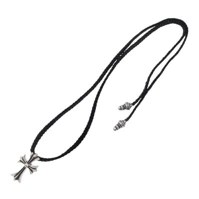 CHROME HEARTS クロムハーツ(原本無) ネックレス CRS SML BC スモールCHクロス ボロチップ レザーブレード ネックレス ブラック系 シルバー系【中古】