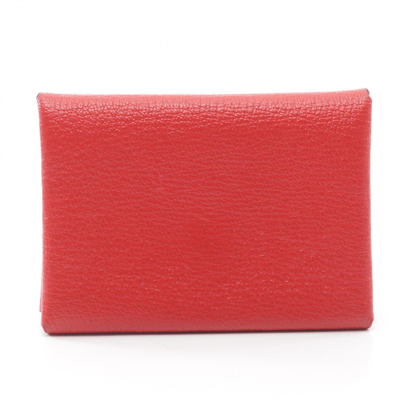 エルメス HERMES カルヴィデュオ ルージュラデュー コインケース 財布 レザー シェーブル レディース レッド系 【中古】