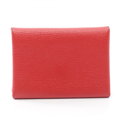 エルメス HERMES カルヴィデュオ ルージュラデュー コインケース 財布 レザー シェーブル レディース レッド系 【中古】