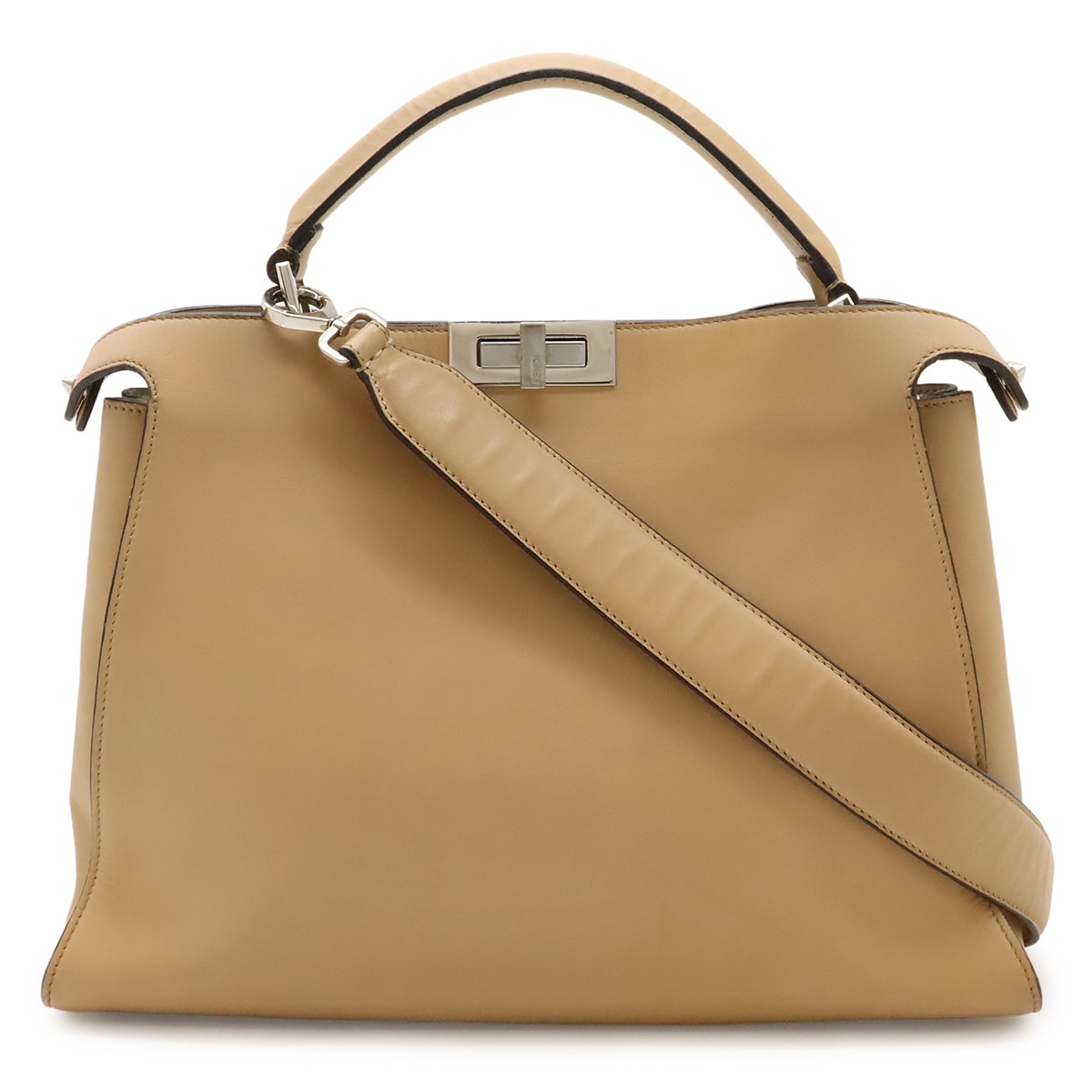 FENDI ピーカブー　エッセンシャリー　2WAYショルダーバッグ　ベージュ C (やや傷や汚れあり)】フェンディ ピーカブーエッセンシャリー 8BN300