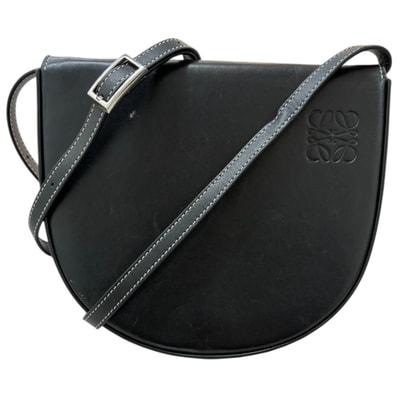 LOEWE ロエベ アナグラム ヒールポーチ ブラック レザー ショルダーバッグ S1-00037 【中古】