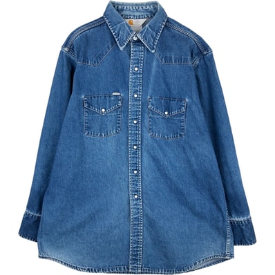 古着 カーハート Carhartt 無地 長袖 ウエスタンシャツ メンズXL相当/eaa649021