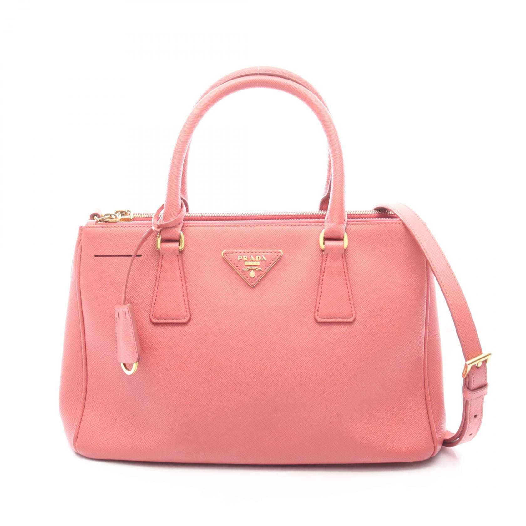 プラダ PRADA SAFFIANO LUX ガレリア 2WAY ハンドバッグ バッグ サフィアーノレザー レディース ピンク系 【中古】