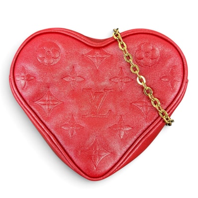 LOUIS VUITTON 極美品 ハートオンチェーン モノグラム チェーンショルダーバッグ M80837 レザー RFID確認済 レザー クロスボディ ポシェット ヴィトン LV Aランク 中古 鑑定済 ヴィトンバッグ