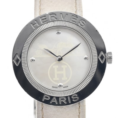 エルメス HERMES PP1.410 パスパス ホワイトシェル クォーツ レディース 良品 腕時計 E#147211