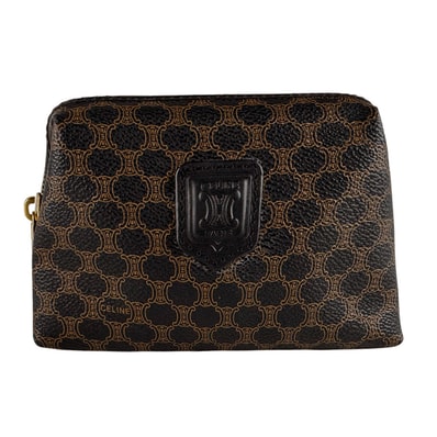 セリーヌ CELINE ポーチ マカダム PVCコーティングキャンバス ブラック/ブラウン ユニセックス【中古】 z10098