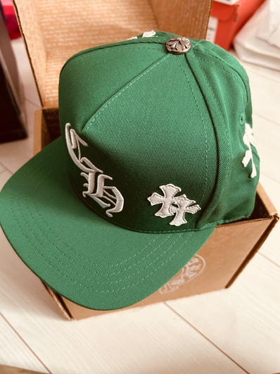 Chrome Hearts CH Hat Cross Patch Baseball Cap "Green/White"