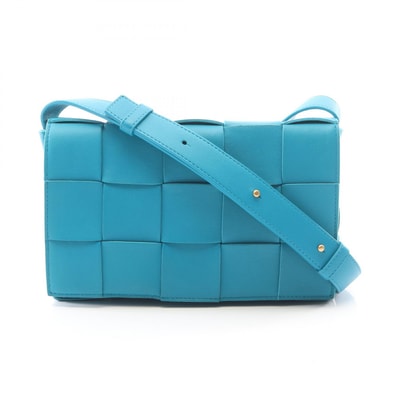 ボッテガヴェネタ BOTTEGA VENETA カセット クロスボディ マキシイントレチャート ショルダーバッグ バッグ レザー レディース グリーン系 578004 【中古】