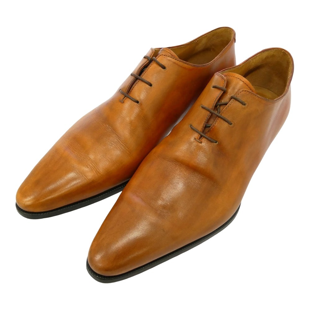 Berluti ベルルッティ 0650 Alessandro アレッサンドロ タトゥー ホールカット ポインテッドトゥ レースアップ レザーシューズ ライトブラウン系 UK8【中古】