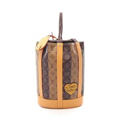 ルイ・ヴィトン LOUIS VUITTON NIGO ランドネ メッセンジャー ショルダーバッグ バッグ PVCコーティングキャンバス レザー モノグラム・ストライプ メンズ ブラウン系 M45968 【中古】