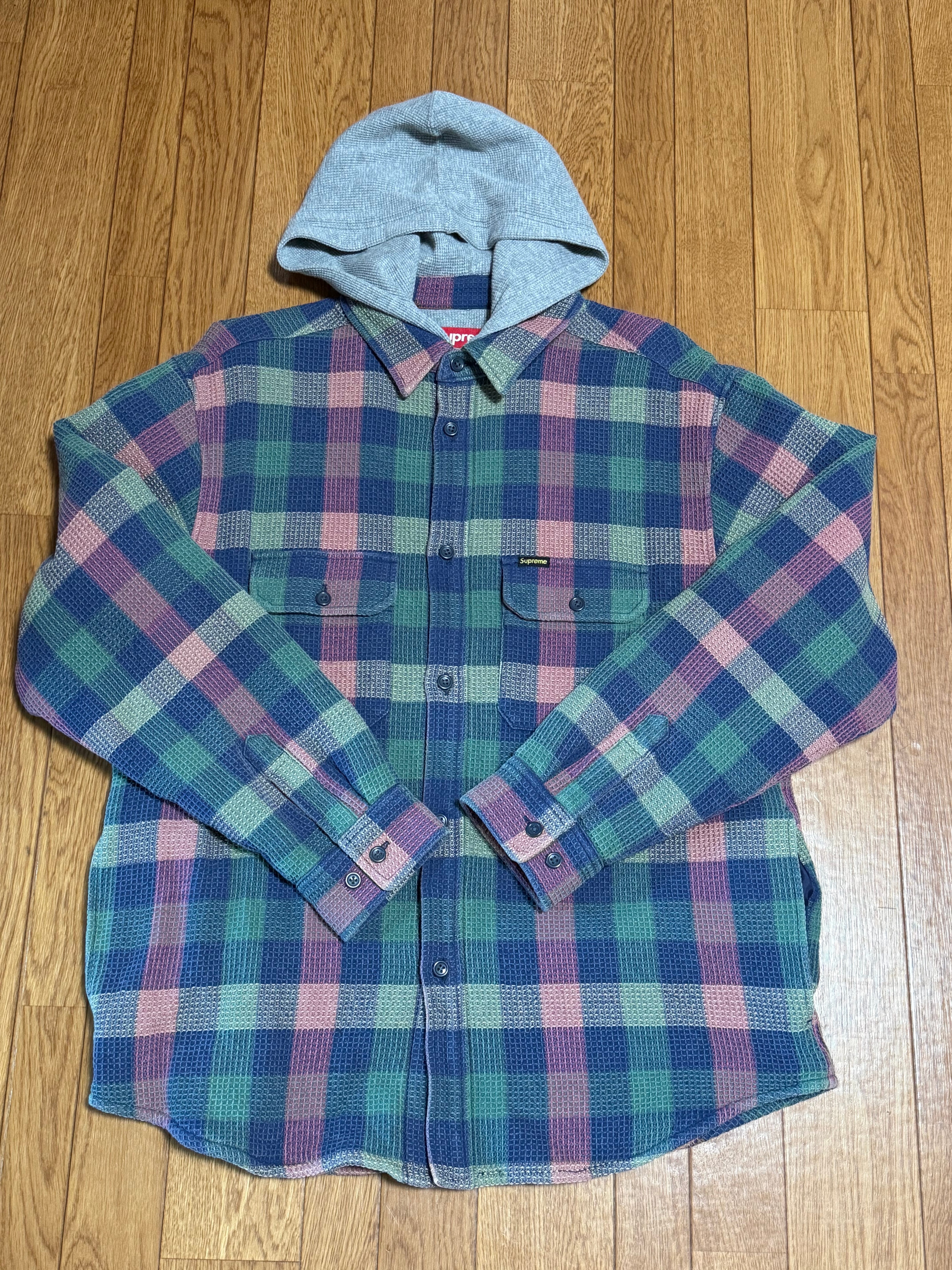 Supreme Waffle Plaid Hooded Shirt "Multi"