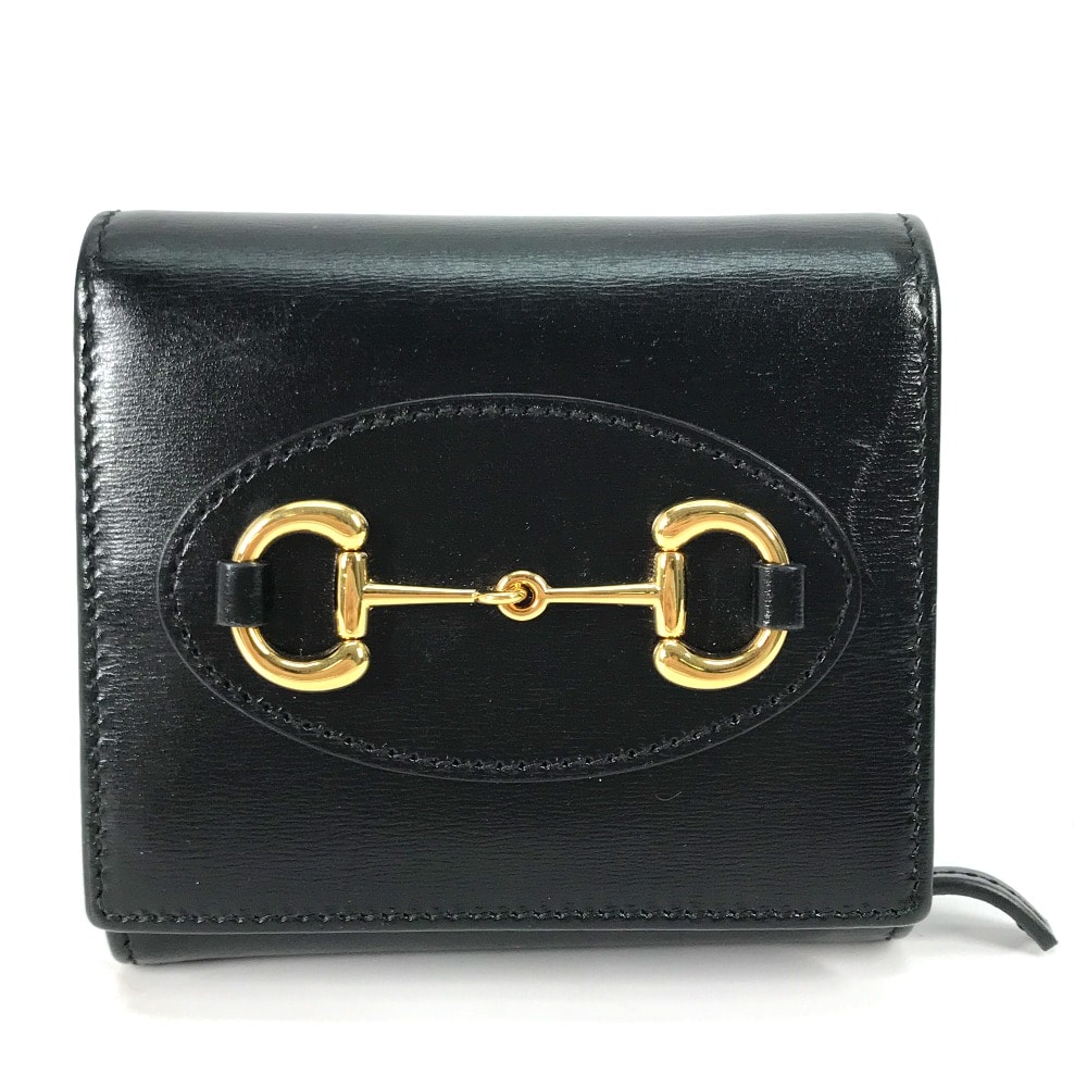 グッチ GUCCI ホースビット 621891 コンパクトウォレット ミディアムウォレット 2つ折り財布 レザー ブラック