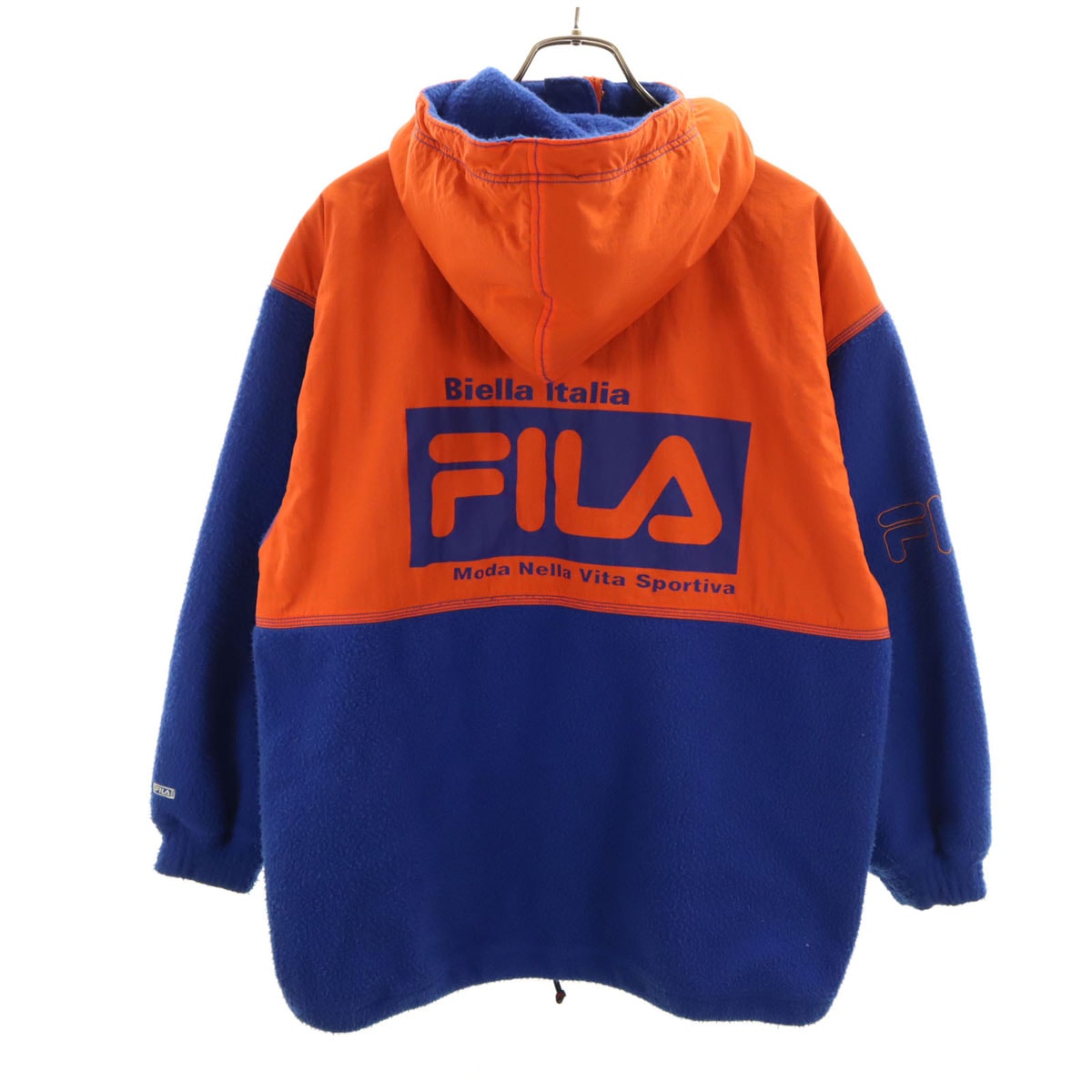 FILA フィラ バックロゴ フリース切替 ハーフジップ アノラックパーカー UM オレンジ プルオーバー