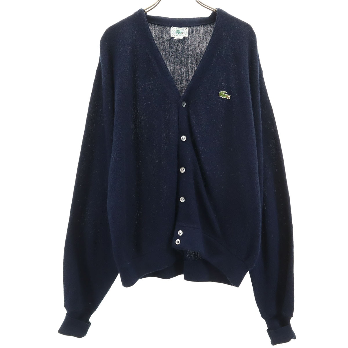 IZOD LACOSTE アイゾッドラコステ 90s USA製 オールド 長袖 Vネック ニットカーディガン L ネイビー