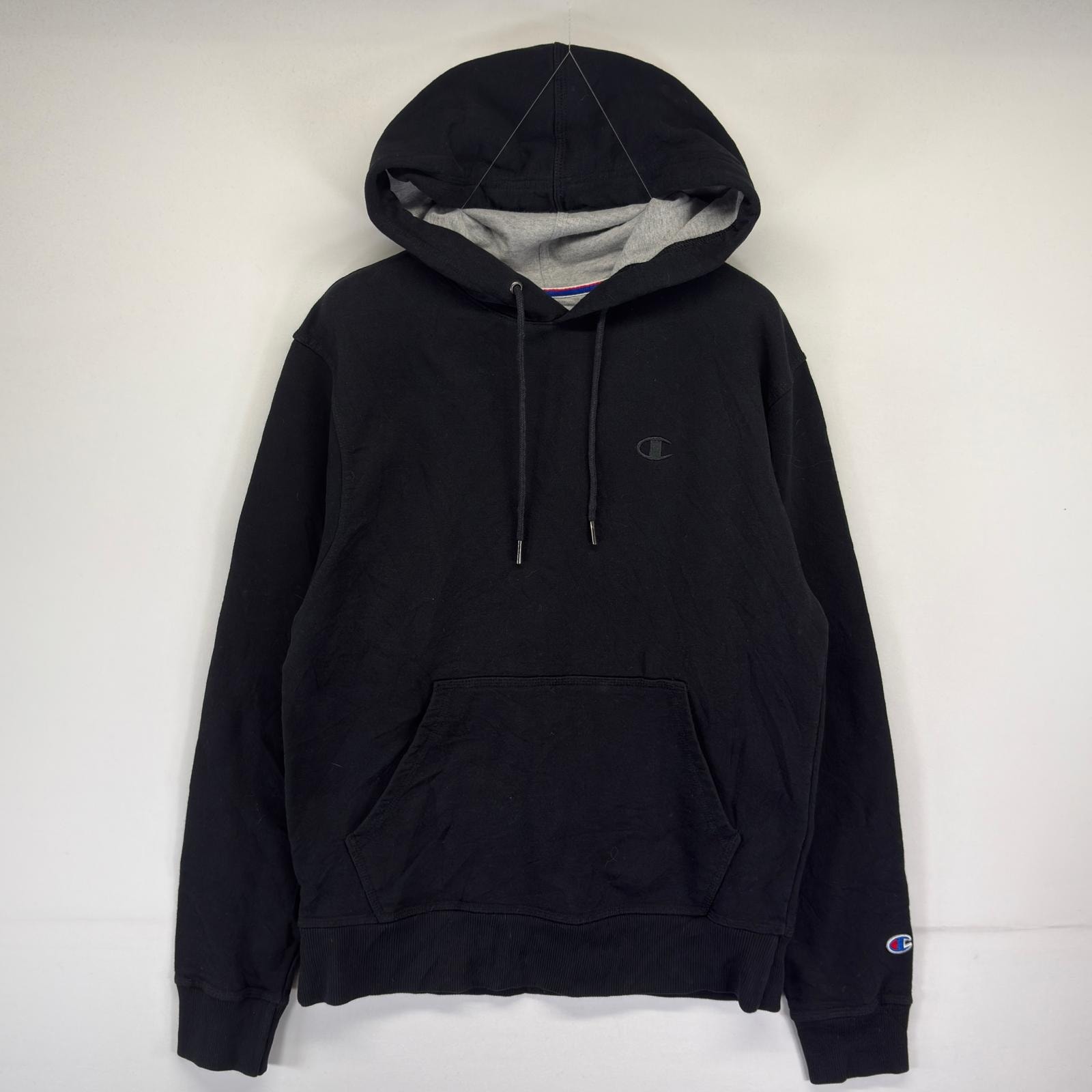 古着 チャンピオン Champion パーカー スウェット ワンポイントロゴ プルオーバー フーディ S ブラック メンズ