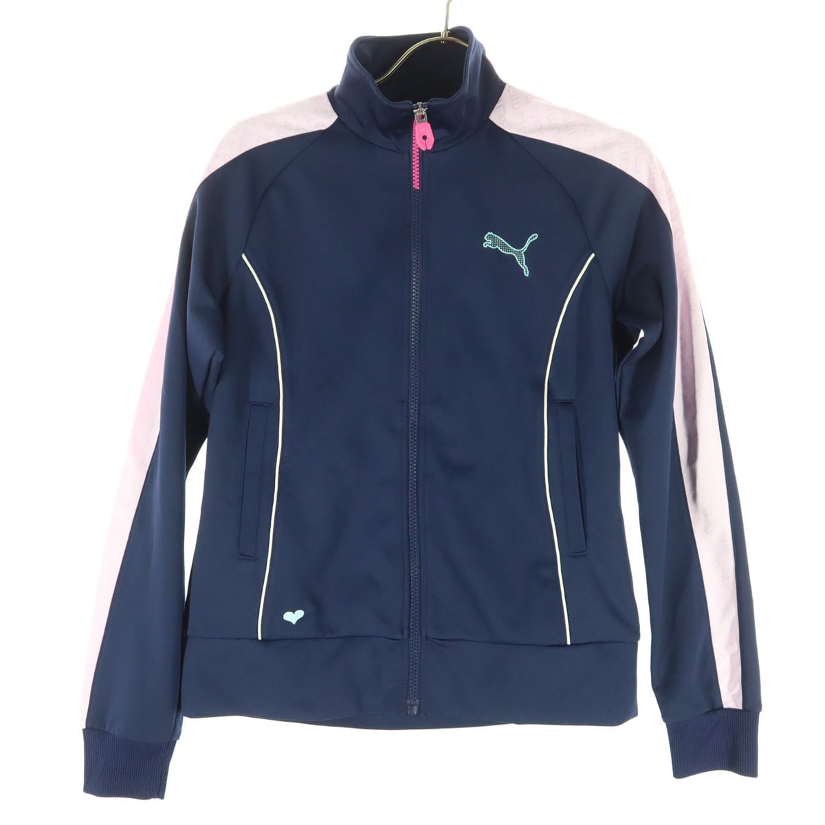 PUMA プーマ ワンポイントロゴ 長袖 トラックジャケット M ネイビー系 ピンク