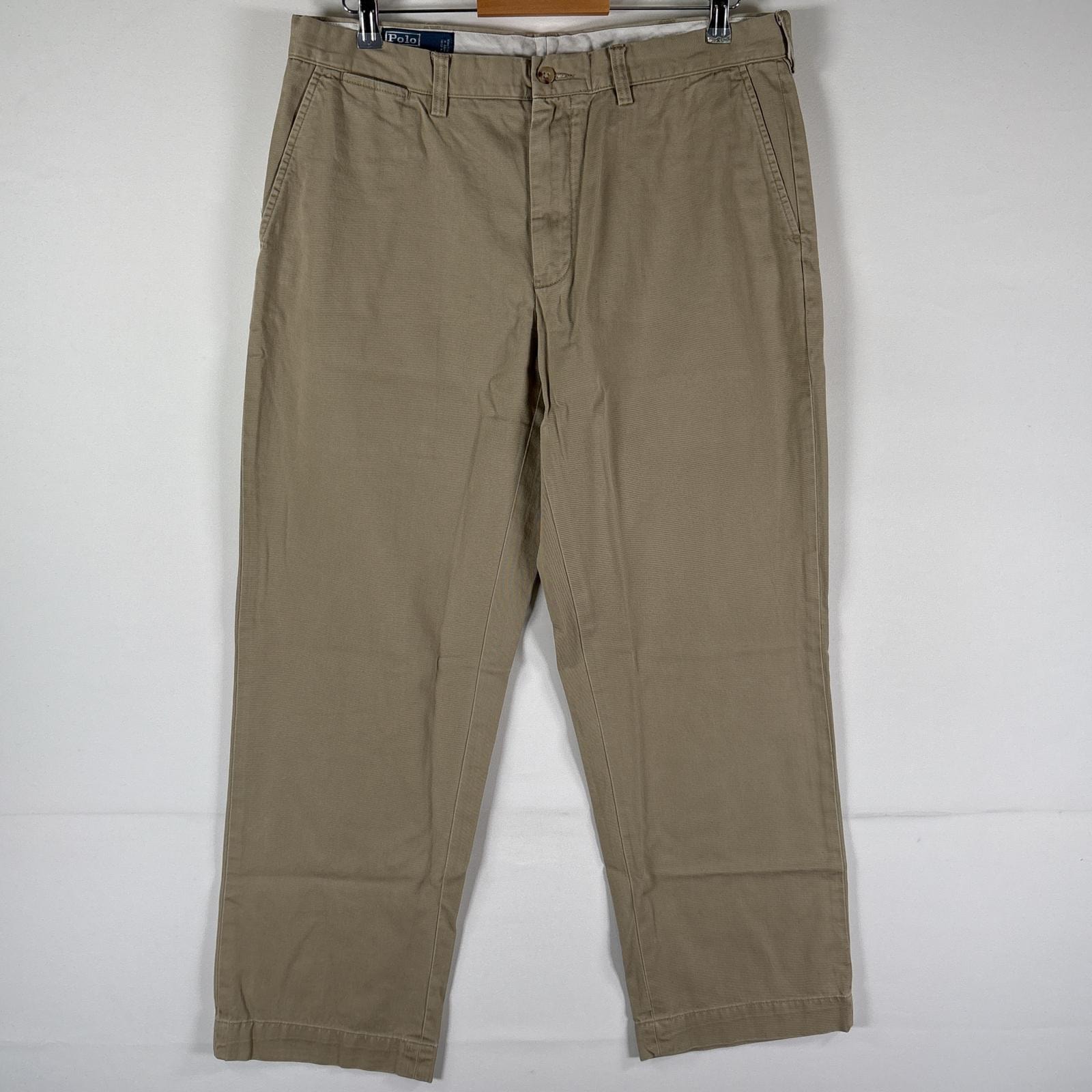 古着 ポロバイラルフローレン Polo by Ralph Lauren チノパンツ 長ズボン ボトムス ワンポイントロゴ刺繍 w36 L30  ベージュ系 メンズ