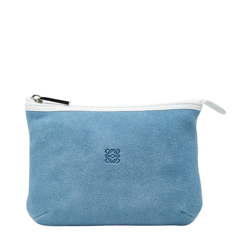 LOEWE 아나그램 파우치 블루 스웨이드 여성 LOEWE [중고]
