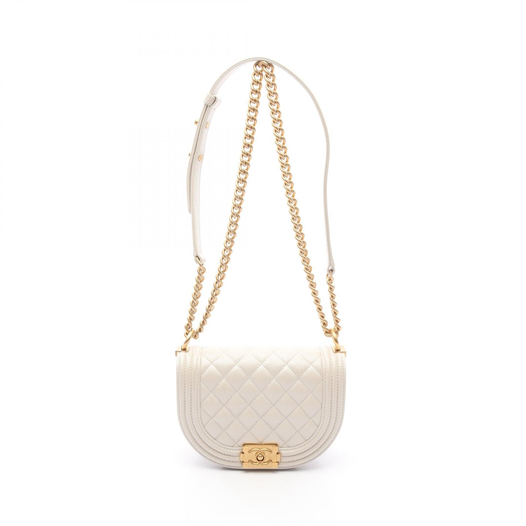 シャネル CHANEL ボーイシャネル スモール ショルダーバッグ バッグ カーフ(牛革) レディース ホワイト系 AS3350 【中古】