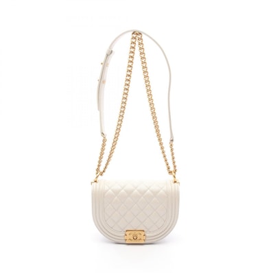 シャネル CHANEL ボーイシャネル スモール ショルダーバッグ バッグ カーフ(牛革) レディース ホワイト系 AS3350 【中古】