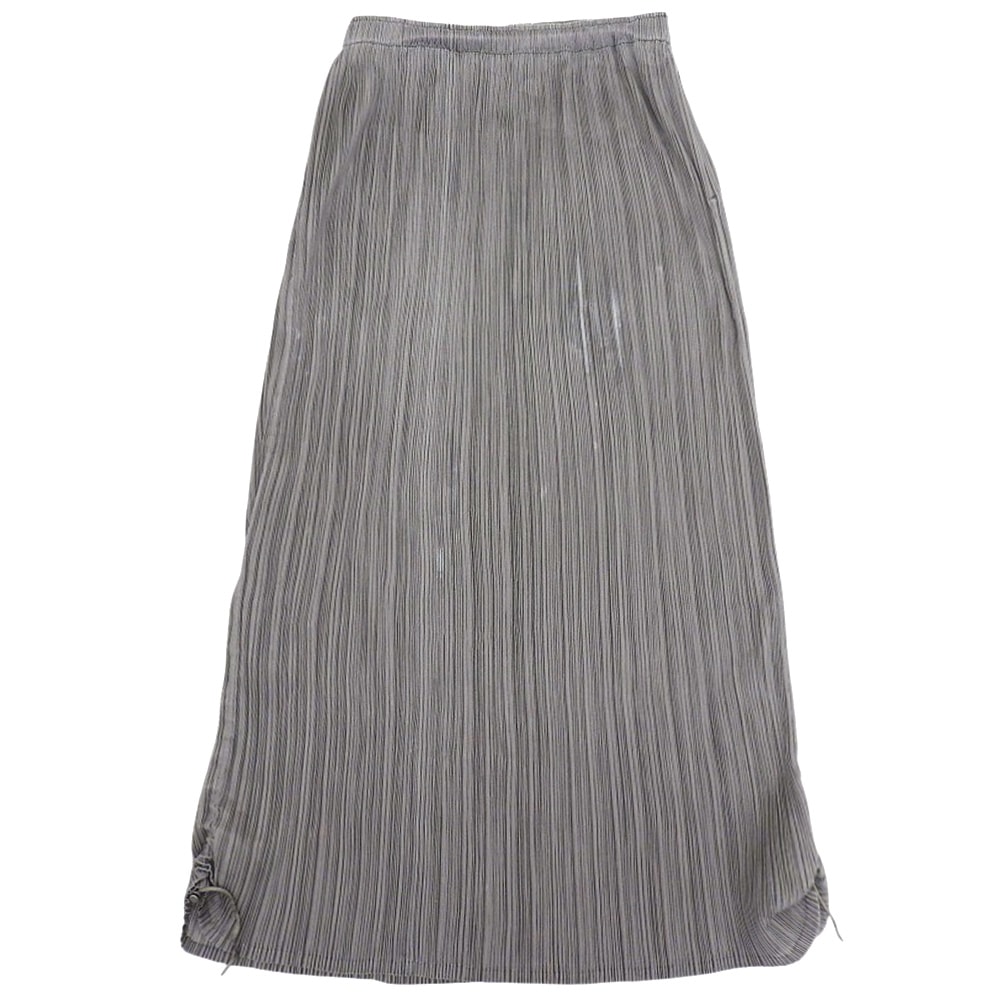 プリーツプリーズ ISSEY MIYAKE プリーツ サイドギャザー ロング スカート レディース グレー PP33-JG665 2