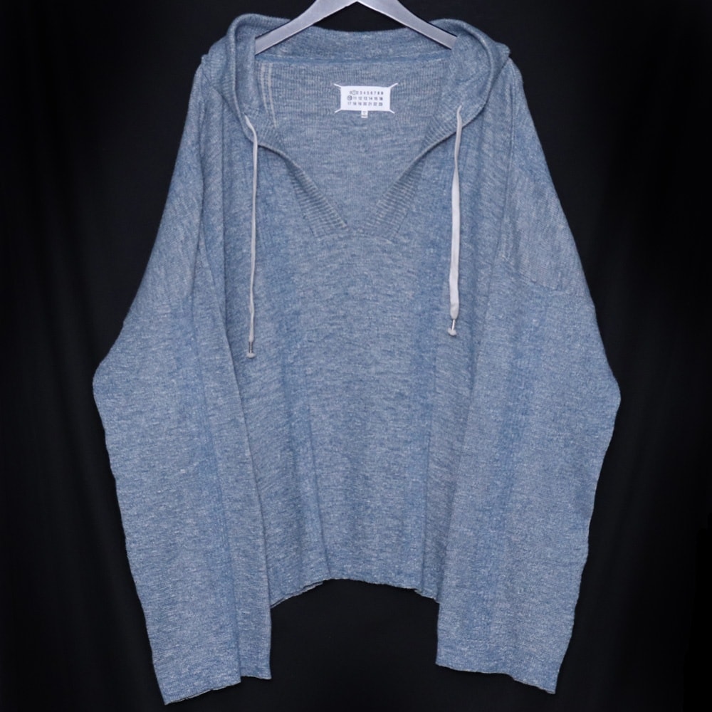 Maison Margiela Men's Summer Chine Knit Hoodie "Petrol"
